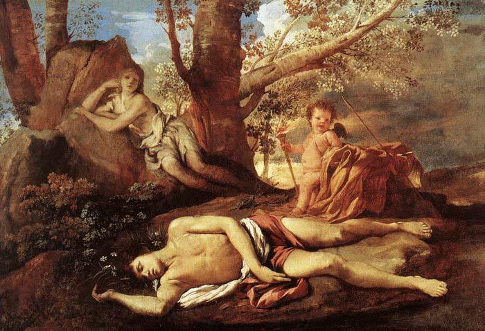 POUSSIN, Nicolas Echo and Narcissus Norge oil painting art